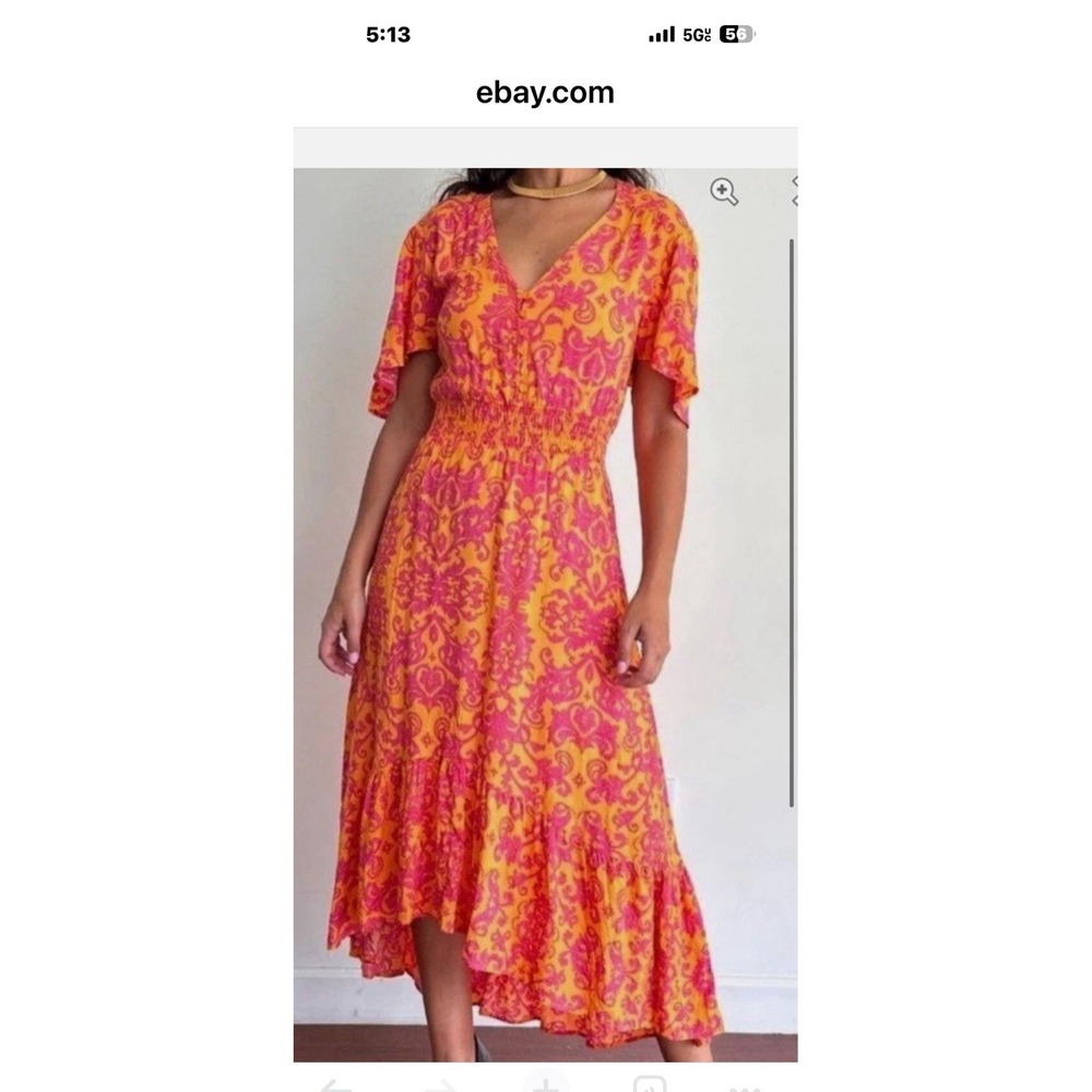 Abel the Label Anthropologie Maya Floral Maxi Dress NWOT  sz L Asymmetrical Hem